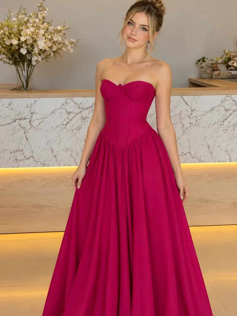 Vestido fúcsia longo